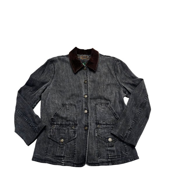 Ralph Lauren Jackets & Blazers - Ralph Lauren Jeans Co. Black Jean Jacket w/ Corduroy Collar, size Large